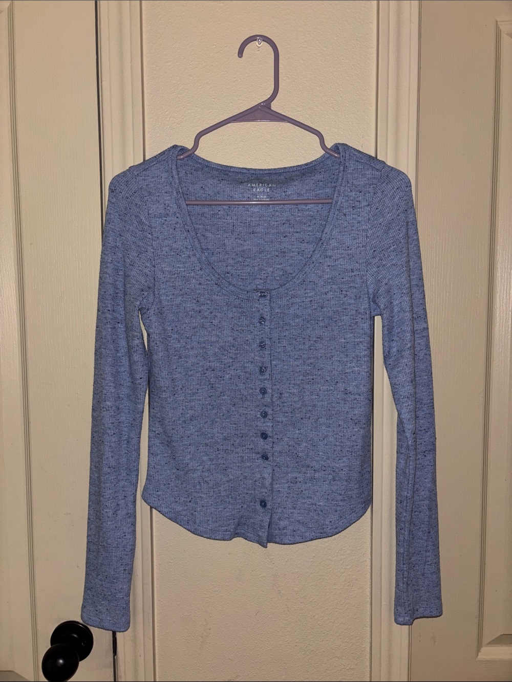 NWOT American Eagle 🦅 Scoop Neck Button-Front Long Sleeve Top  Size M